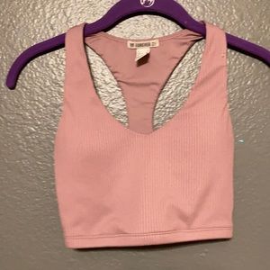 Purple cropped workout shirt